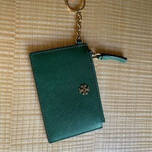Green Emerson Leather Key Chain Card Case